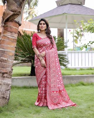 Gorgeous Traditional Faux Kanjivaram Silk Blend Sarees  1