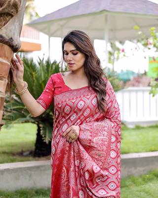 Gorgeous Traditional Faux Kanjivaram Silk Blend Sarees  5