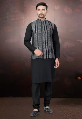 Outluk wedding collection  pure silk mens modi jacket kurta pajama 1