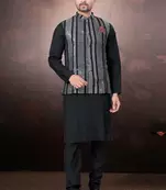 Outluk wedding collection  pure silk mens modi jacket kurta pajama