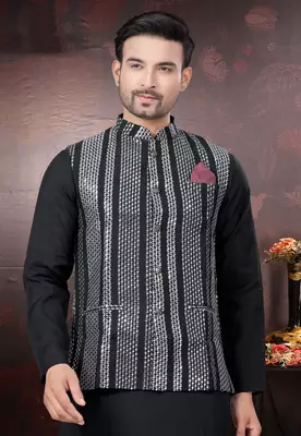 Outluk wedding collection  pure silk mens modi jacket kurta pajama 2