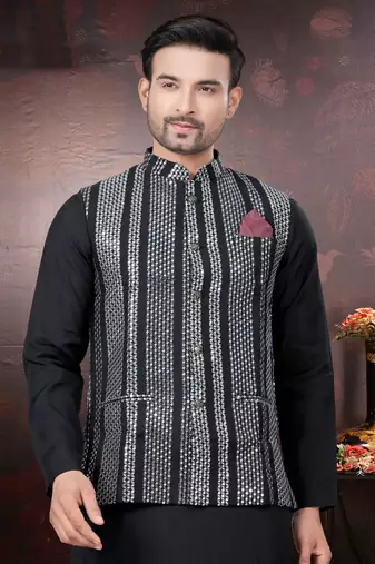 Outluk wedding collection  pure silk mens modi jacket kurta pajama