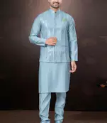 Outluk wedding collection  pure silk mens modi jacket kurta pajama