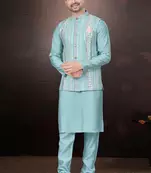Outluk wedding collection  pure silk mens modi jacket kurta pajama