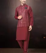 Outluk wedding collection  pure silk mens modi jacket kurta pajama