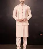 Outluk wedding collection  pure silk mens modi jacket kurta pajama