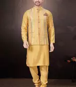 Outluk wedding collection  pure silk mens modi jacket kurta pajama