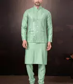 Outluk wedding collection  pure silk mens modi jacket kurta pajama