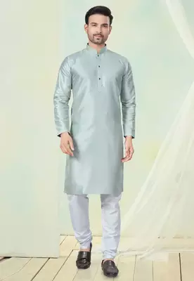 grey pure silkkurta pajama 1