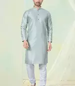 grey pure silkkurta pajama