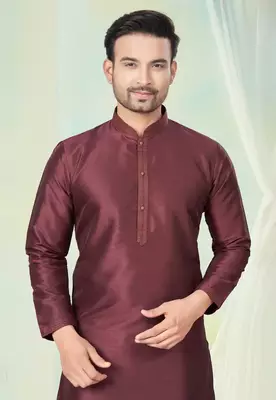 Brown pure silk mens wholesale kurta pajama for mens 2