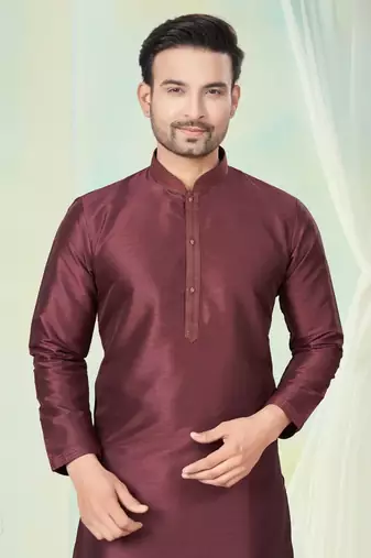 Brown pure silk mens wholesale kurta pajama for mens