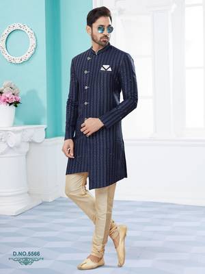 Havy zari jackard with thread work havy indowestern sherwani set 1