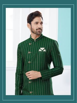 Havy zari jackard with thread work havy indowestern sherwani set 2