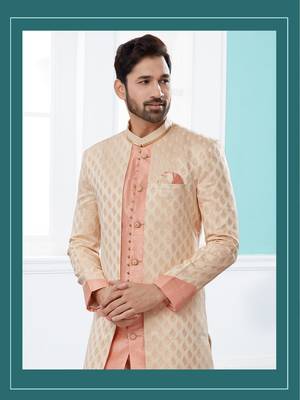 Havy banarasi jackard with stone and thred zari work indowestern sherwani 2