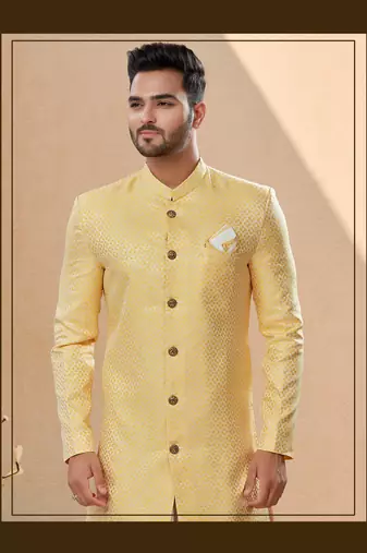 Havy banarasi jackard with thread work indowestern sherwani