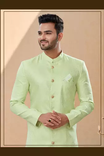 Havy banarasi jackard with thread work indowestern sherwani