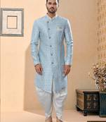 Havy banarasi jackard with thred zari work & colour work indowestern sherwani