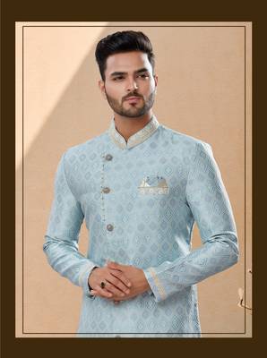 Havy banarasi jackard with thred zari work & colour work indowestern sherwani 2