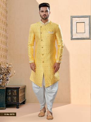 Havy banarasi jackard with thread zari work & colour work indowestern sherwani 1