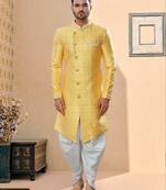 Havy banarasi jackard with thread zari work & colour work indowestern sherwani