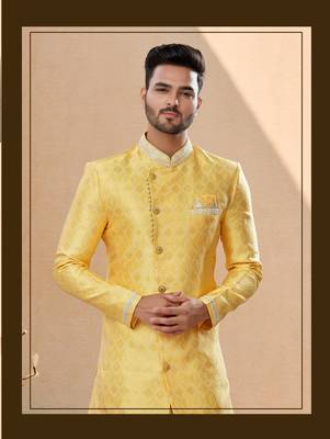 Havy banarasi jackard with thread zari work & colour work indowestern sherwani 2