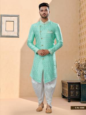 Havy banarasi jackard with thread zari work & colour work indowestern sherwani 1
