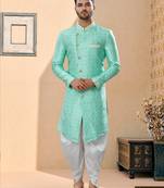 Havy banarasi jackard with thread zari work & colour work indowestern sherwani
