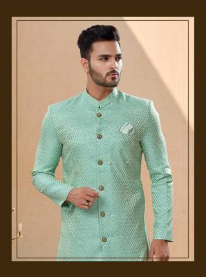 Havy banarasi jackard with thread work indowestern sherwani 2