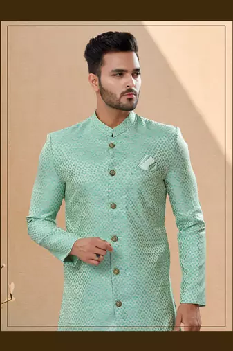 Havy banarasi jackard with thread work indowestern sherwani