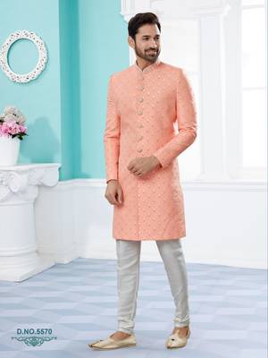 Havy classic sherwani with thread embroidered n stones work over the sherwani 1