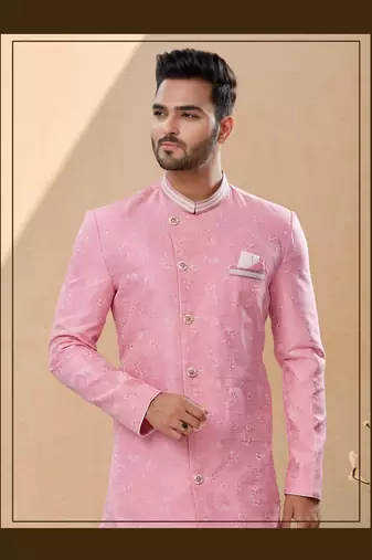 Havy banarasi jackard with thread work indowestern sherwani