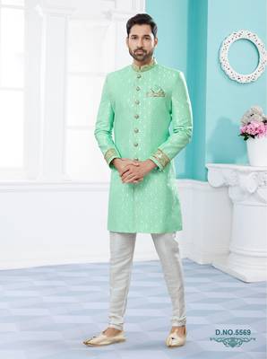 Havy classic sherwani with thread embroidered n stones work over the sherwani 1