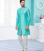 Jackard digital printed with thred work indowestern sherwani set
