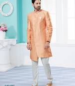 Jackard digital printed with thread work indowestern sherwani set