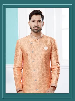 Jackard digital printed with thread work indowestern sherwani set 2