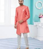 Jackard digital printed with thread work indowestern sherwani set