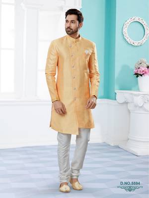 Jackard digital printed with thread work indowestern sherwani set 1
