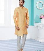 Jackard digital printed with thread work indowestern sherwani set