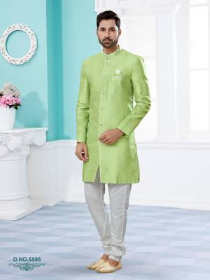 Jackard digital printed with thread work indowestern sherwani set 1