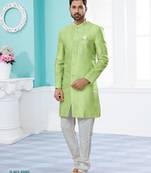 Jackard digital printed with thread work indowestern sherwani set