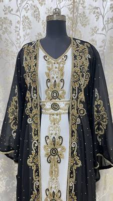 Sale Black & White Embroidered Stone Work Georgette Casual Stitched Wedding Party Wear Dress 271 3