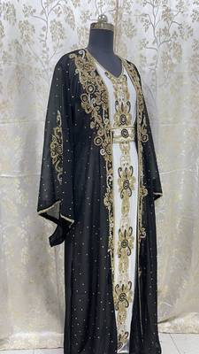 Sale Black & White Embroidered Stone Work Georgette Casual Stitched Wedding Party Wear Dress 271 4