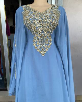 SALE New Handcrafted Zari Stone work Stitched Georgette Kaftan Party Wedding Dresses 1