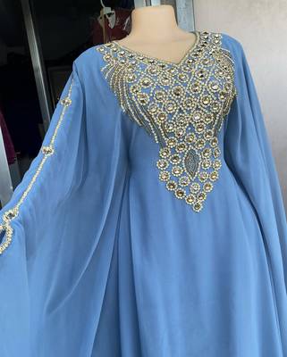 SALE New Handcrafted Zari Stone work Stitched Georgette Kaftan Party Wedding Dresses 2