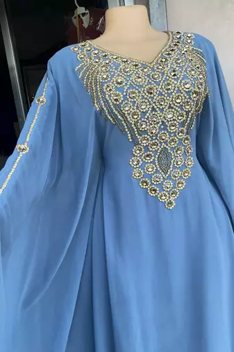 SALE New Handcrafted Zari Stone work Stitched Georgette Kaftan Party Wedding Dresses