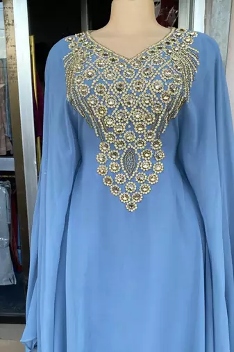 SALE New Handcrafted Zari Stone work Stitched Georgette Kaftan Party Wedding Dresses