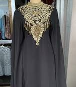 Black Handcrafted Zari Stone work Stitched Georgette Kaftan Party Wedding Dresses