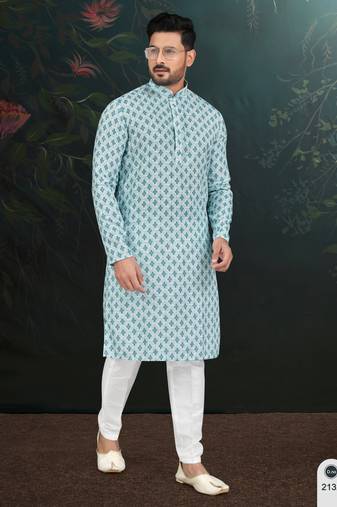 Degital printed with full amrodery thred work kurta pajama set