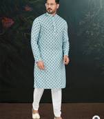Degital printed with full amrodery thread work kurta pajama set